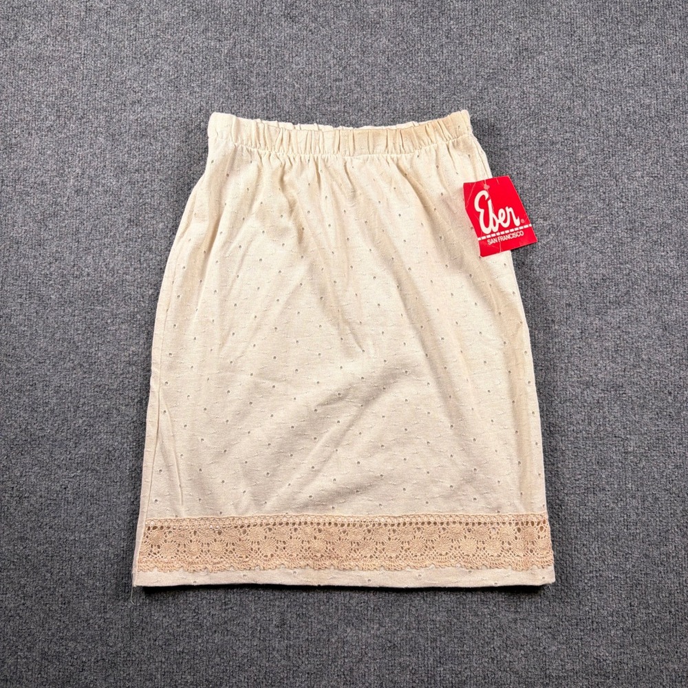 Vintage Eber San Francisco‎ Skirt Women Medium Cream Pointelle Lace Trim USA NWT